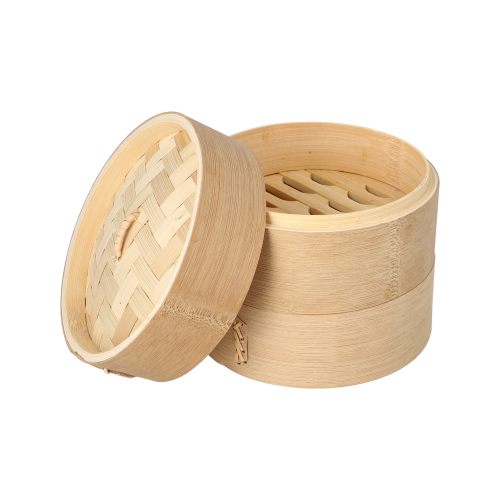 PAPSTAR Dampfgarer Bambus "ASIA" Ø 15 cm, 13,5 cm 3-teilig, 16 x 1 Stück