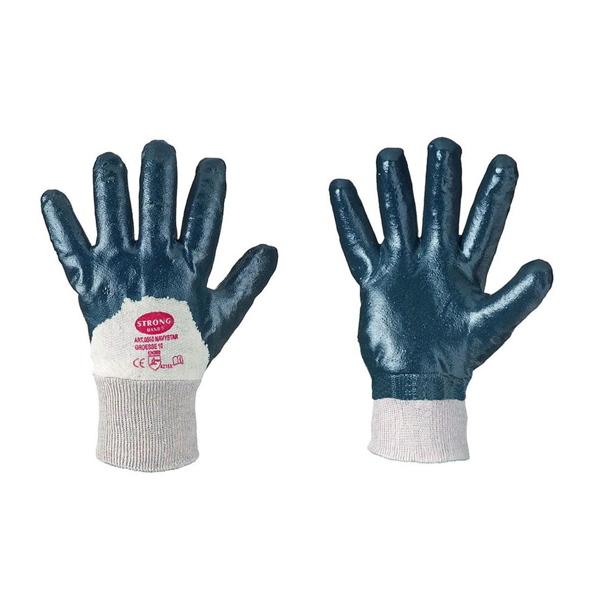Stronghand Navystar 0560 Arbeitshandschuhe mit Nitril-Beschichtung natur/blau, VE 144 Paar