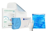 Inkontinenzunterlage Set mit saugfähiger Unterlage, Einlagen, Latexhandschuhen und blauer Kühlkompresse, Artikelnr. 1F