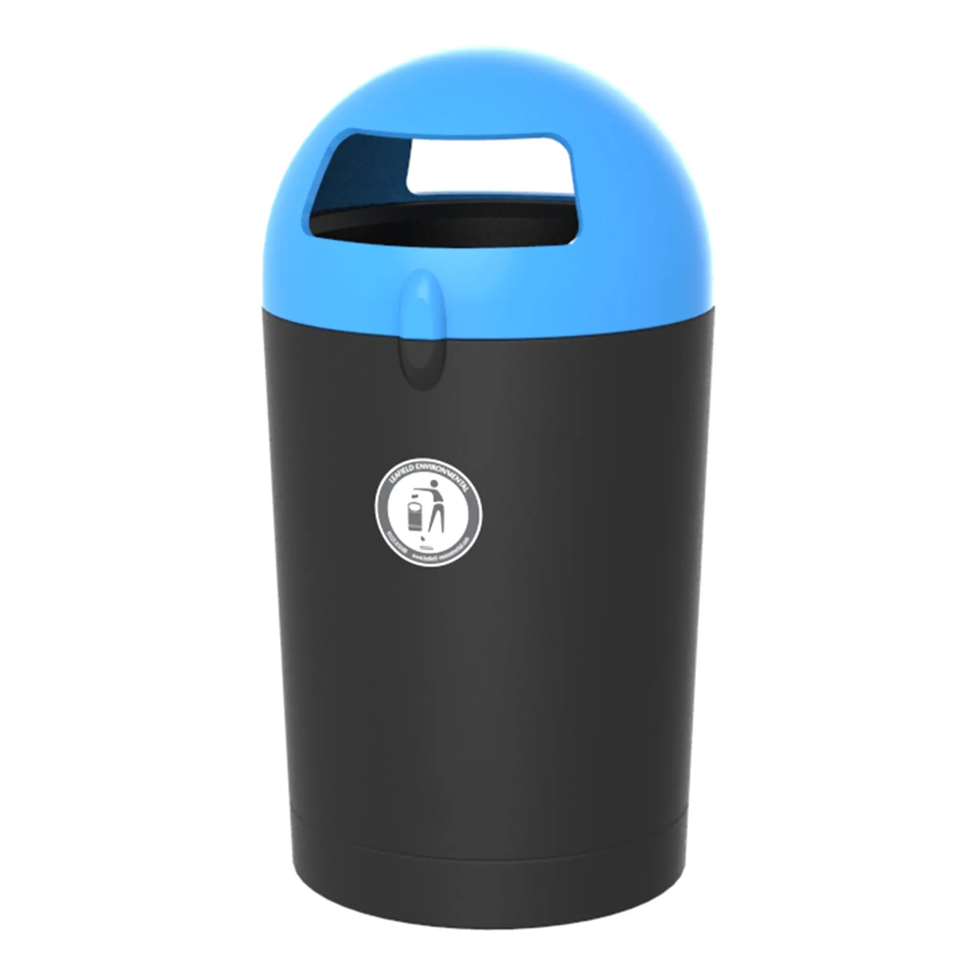 Vepa Bins Metro Dome Abfallbehälter 100 Liter mit 2 Einwurföffnungen, wetterfestem MDPE-Gehäuse und blauem Deckel für Innen- und Außenbereiche