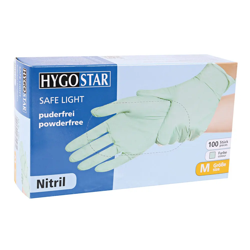 Hygostar Safe Light Nitrilhandschuhe mintgrün puderfrei, Großpackung 1000 Stück, latexfreie Nitrilhandschuhe für Medizin, Pflege, Gastronomie und Lebensmittelhygiene