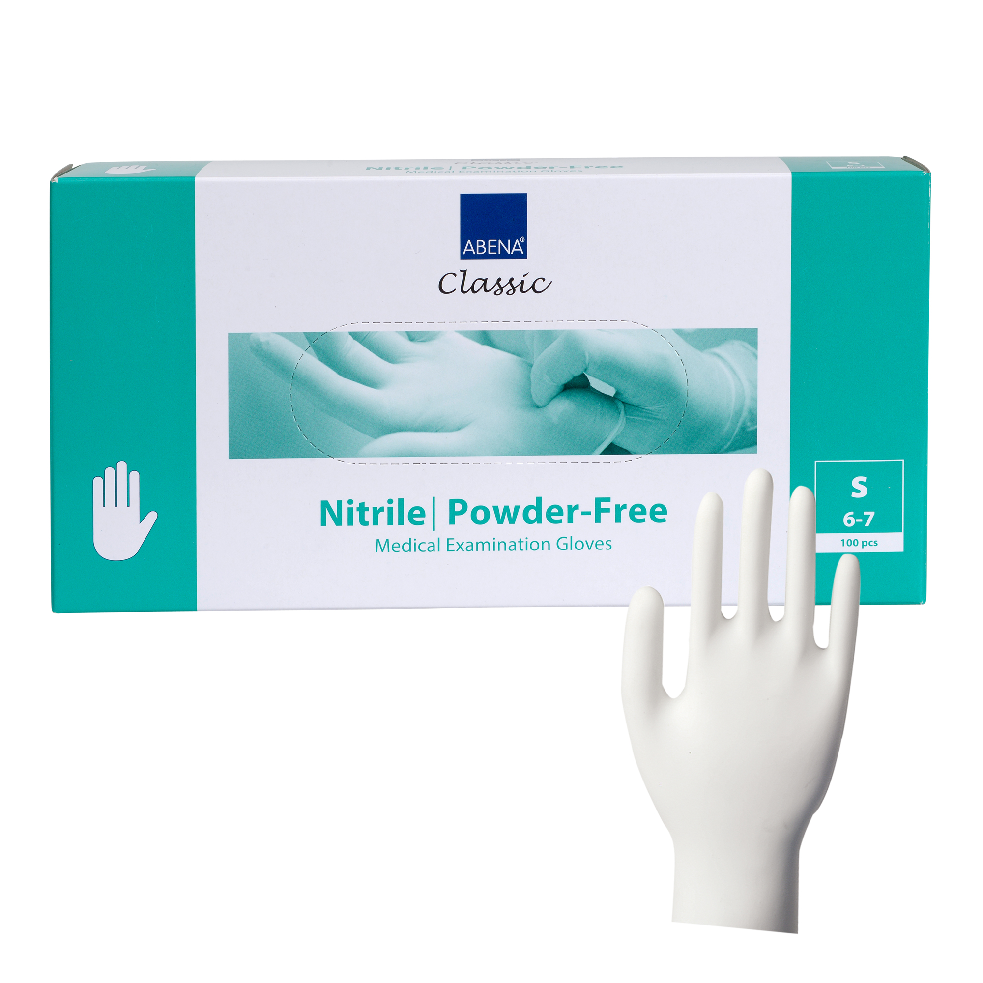ABENA Nitril-Handschuhe weiß, ungepudert 100 Stück S 290611_1