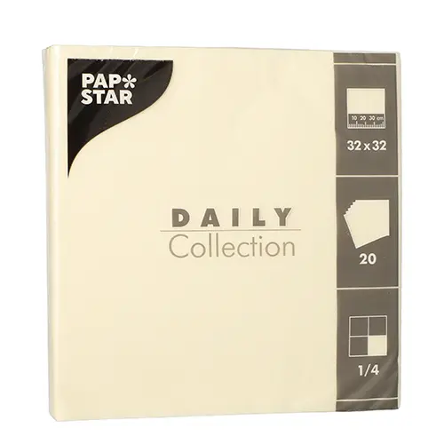 PAPSTAR 20 Servietten "DAILY Collection" 1/4-Falz 32 cm x 32 cm champagner