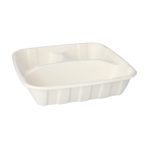 PAPSTAR Teller Zuckerrohr "pure" 3-geteilt 5 cm x 22,8 cm x 22,8 cm, 4 x 25 Stück