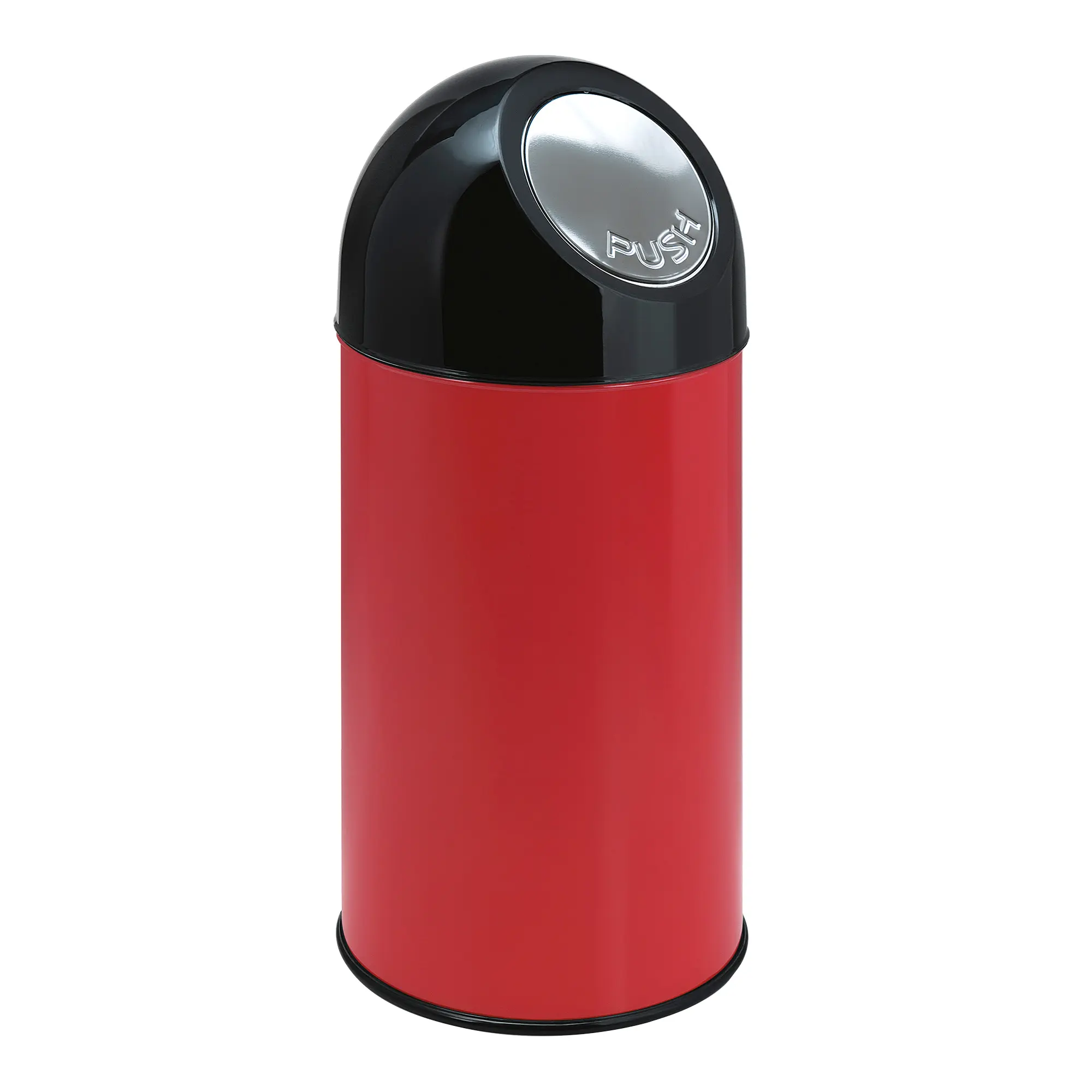 V-Part Abfallbehälter Edelstahl-Pushklappe 40 Liter rot/schwarz 31034857_1