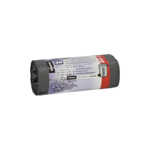 Starpak Müllbeutel, LDPE mit Duft 30 l 60 x 50 cm grau Lavender von PAPSTAR, starke LDPE-Folie mit Lavendelduft, Artikel 88808