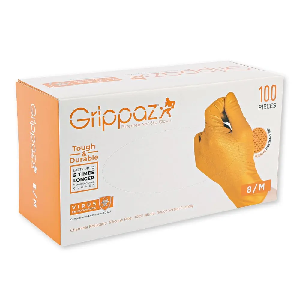 Hygostar Power Grip Light Nitrilhandschuhe orange puderfrei aus Nitril, griffige, chemikalienbeständige Einweghandschuhe für Gastronomie, Lebensmittelindustrie und Montage, VE 1000 Stück