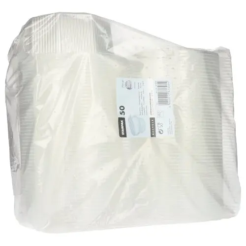 Starpak Verpackungsbecher mit Klappdeckeln, PP 8-eckig 750 ml, 6,1 x 13 x 13 cm, transparent, Einweg-To-Go-Becher für Salate und Feinkost, Karton 300 Stück, PAPSTAR Art.-Nr. 87608