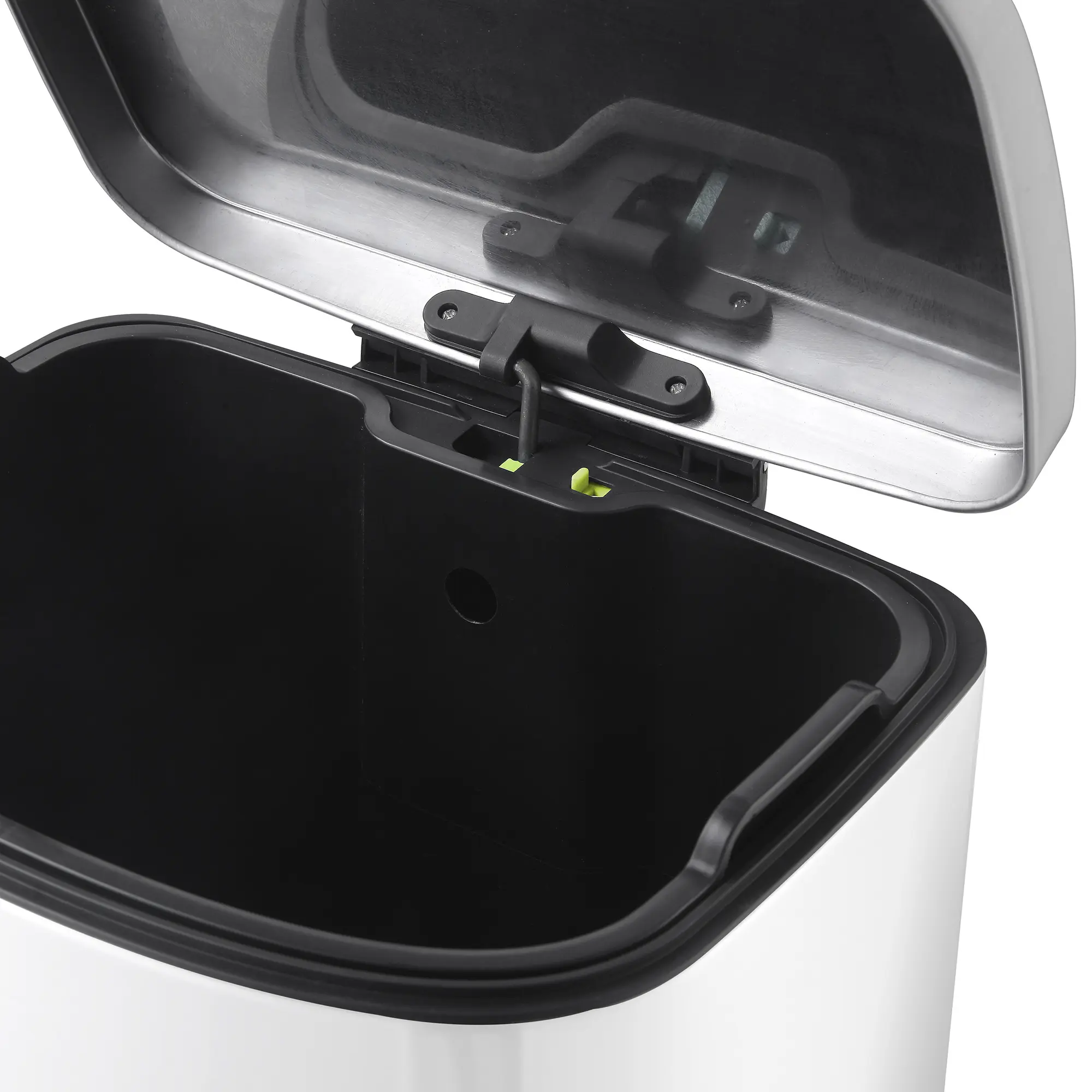 EKO Della Tretmülleimer Edelstahl 6 Liter mit offenem Deckel, herausnehmbarem Kunststoffeinsatz und leiser Soft-Close-Mechanik