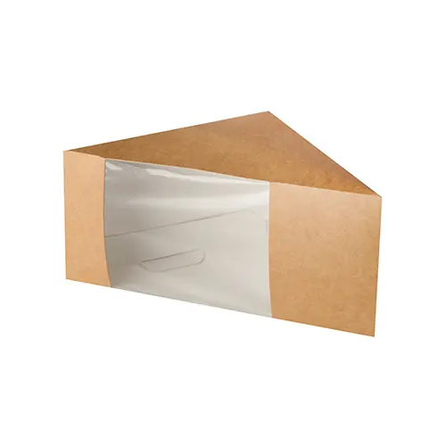 PAPSTAR 50 Sandwichboxen, Pappe mit Sichtfenster aus PLA 12,3 cm x 12,3 cm x 8,2 cm braun