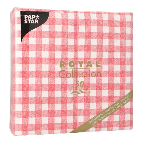 PAPSTAR Servietten "ROYAL Collection" 1/8-Falz 40 cm x 40 cm rot "Vichy Karo"