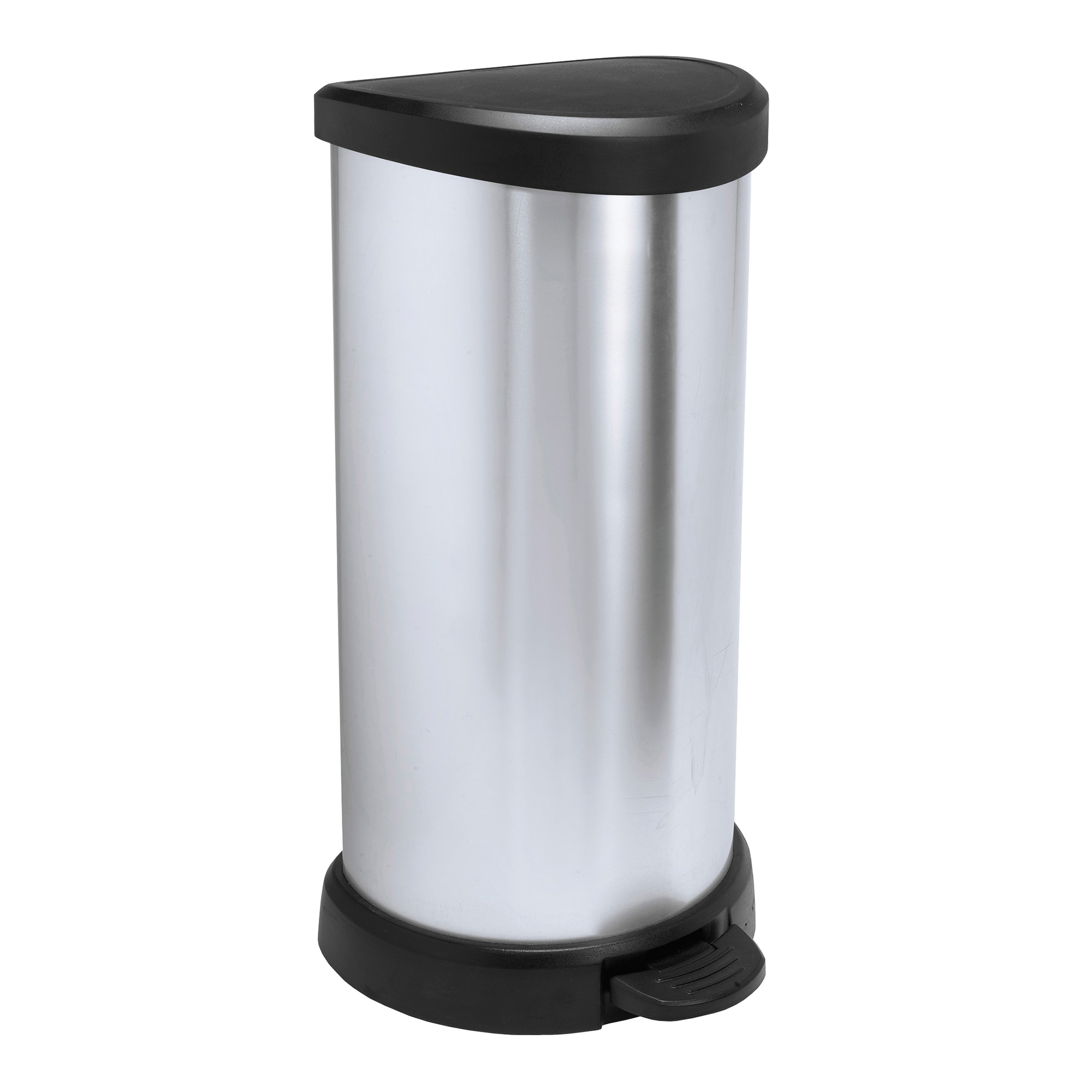 Curver Deco Bin Metallic's Tretabfallbehälter halbrund 40 Liter silber/grau 22150002_1