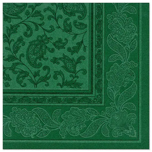 PAPSTAR Servietten "ROYAL Collection" 1/4-Falz 40 x 40 cm dunkelgrün Ornaments, hochwertige Premium-Servietten in Stoffoptik mit ornamentaler Prägung, 8 x 20 Stück, Artikel 17050