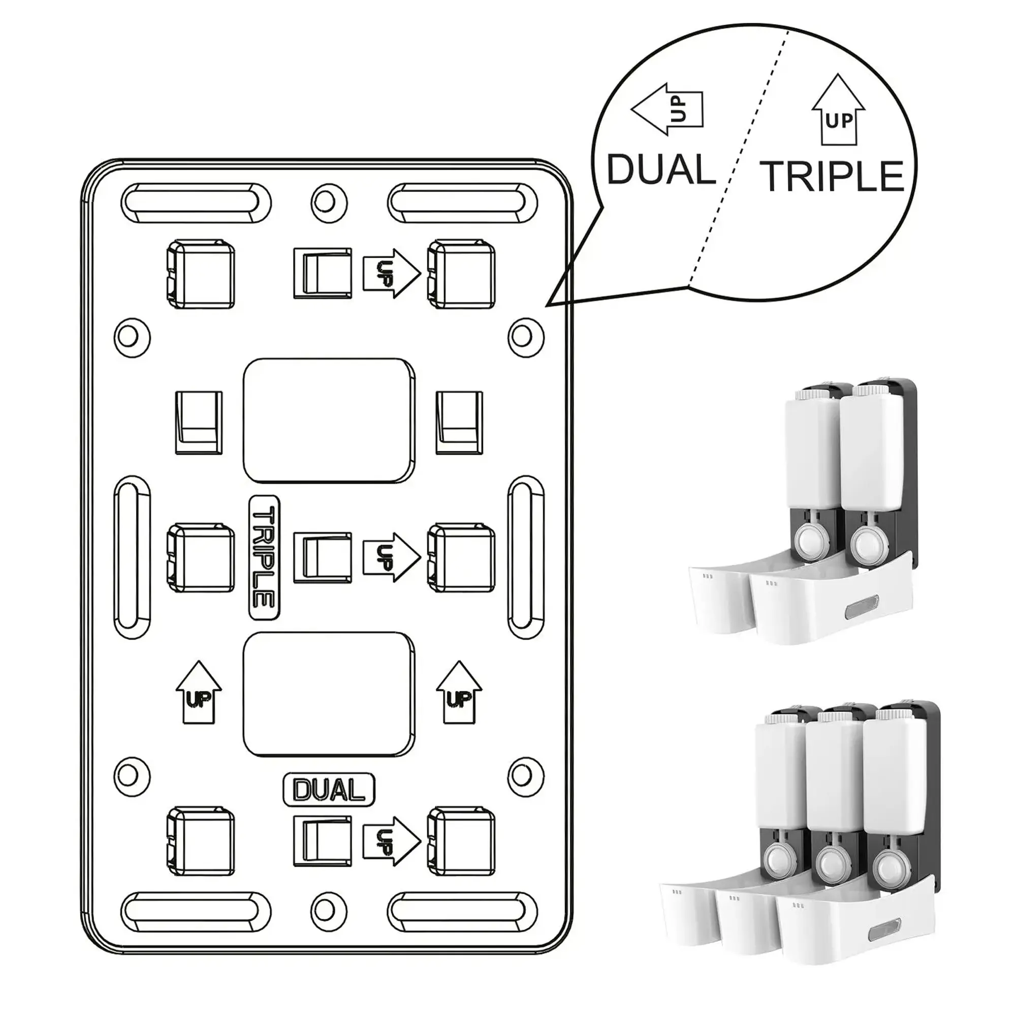 SEMYtop Dusch- u. Badspender 350 ml Kunststoff, schwarze Ausführung aus der Black & White Serie, nachfüllbarer Wandspender für Dusche und Bad