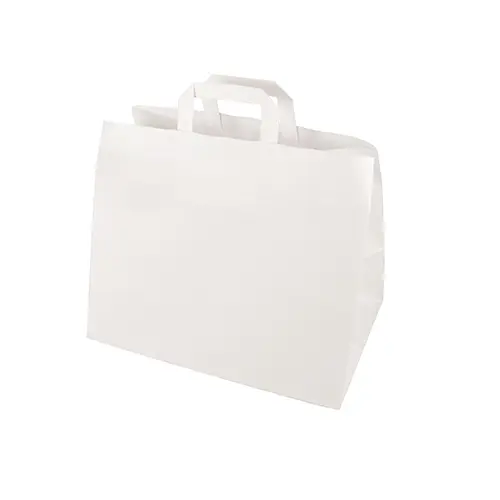 PAPSTAR Tragetaschen, Papier 27 x 32 x 17 cm weiß mit Tragegriff aus Kraftpapier, Tragkraft 5 kg, ideal für Backwaren, Obst, Gemüse und Food-to-go, Art.-Nr. 86450