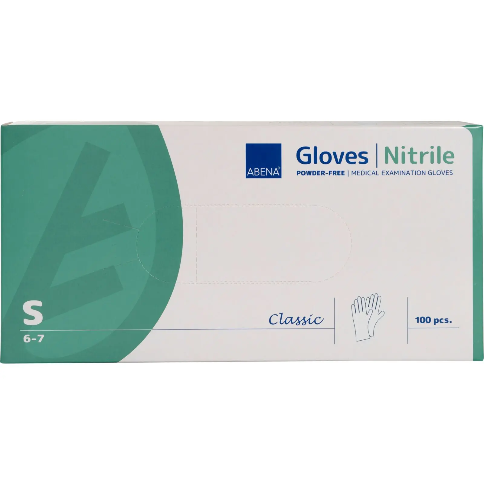 ABENA Nitril-Handschuhe weiß, ungepudert VE 100 Stück, latexfreie Einweghandschuhe Größe S 6-7, reißfest und hautfreundlich