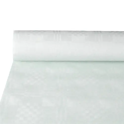 PAPSTAR Papiertischtuch mit Damastprägung 10 m x 1 m weiß auf Rolle, 40 g/m², ideal für stilvoll gedeckte Tische, Art.-Nr. 12540