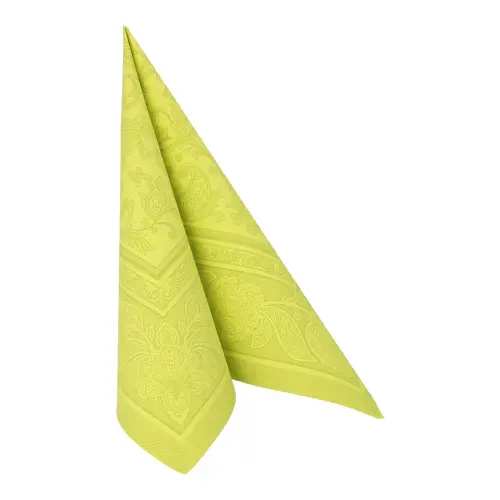 PAPSTAR Servietten ROYAL Collection 1/4-Falz 40 x 40 cm limonengrün Ornaments, stoffähnliche Premium-Tissue-Serviette mit Ornament-Muster, FSC-zertifiziert, 37362