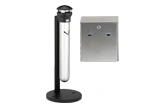 Edelstahl Standaschenbecher mit Wand-Ascher, schwarz-silber, feuerfester Outdoor-Ascher für Eingangsbereiche, Artikelnummer 512