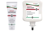 Stokolan Hand and Body Hautschutzcreme für Hände und Körper, rückfettende Pflegecreme in Tube und 1L-Spenderkartusche, Artikelnummer 2966