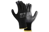 HyFlex Schutzhandschuhe schwarz mit gelber Stulpe, nahtloser Feinstrick, flexibler Schutz für Montage und Handwerk, Artikelnummer 11-600