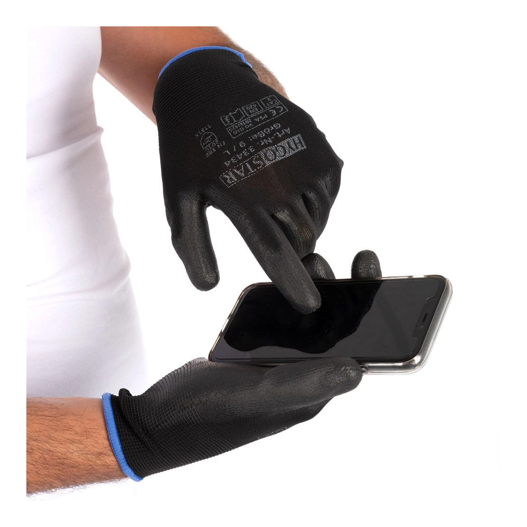 Hygostar Black Ace Touch Feinstrickhandschuhe mit Polyurethan-Beschichtung schwarz, VE 120 Paar