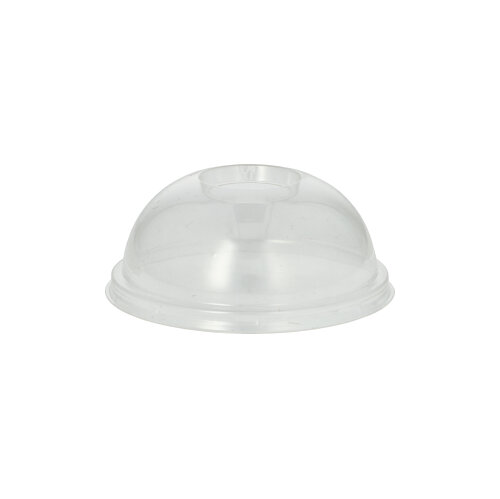 PAPSTAR 100 Dom-Deckel, PLA "pure" rund Ø 9,5 cm, 4,5 cm glasklar mit Lochung