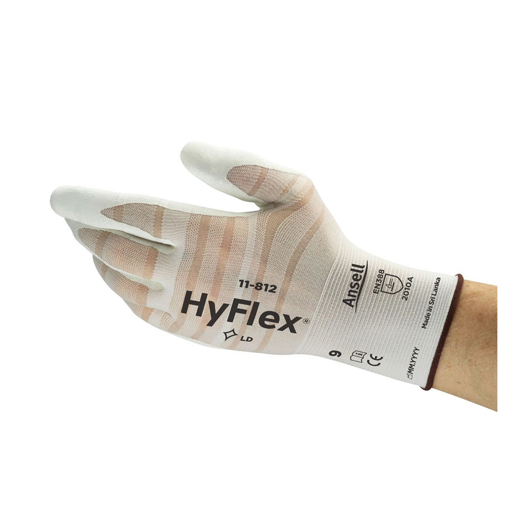 Ansell HyFlex 11-812 Mehrzweckhandschuhe mit Nitril-Beschichtung weiß, VE 12 Paar