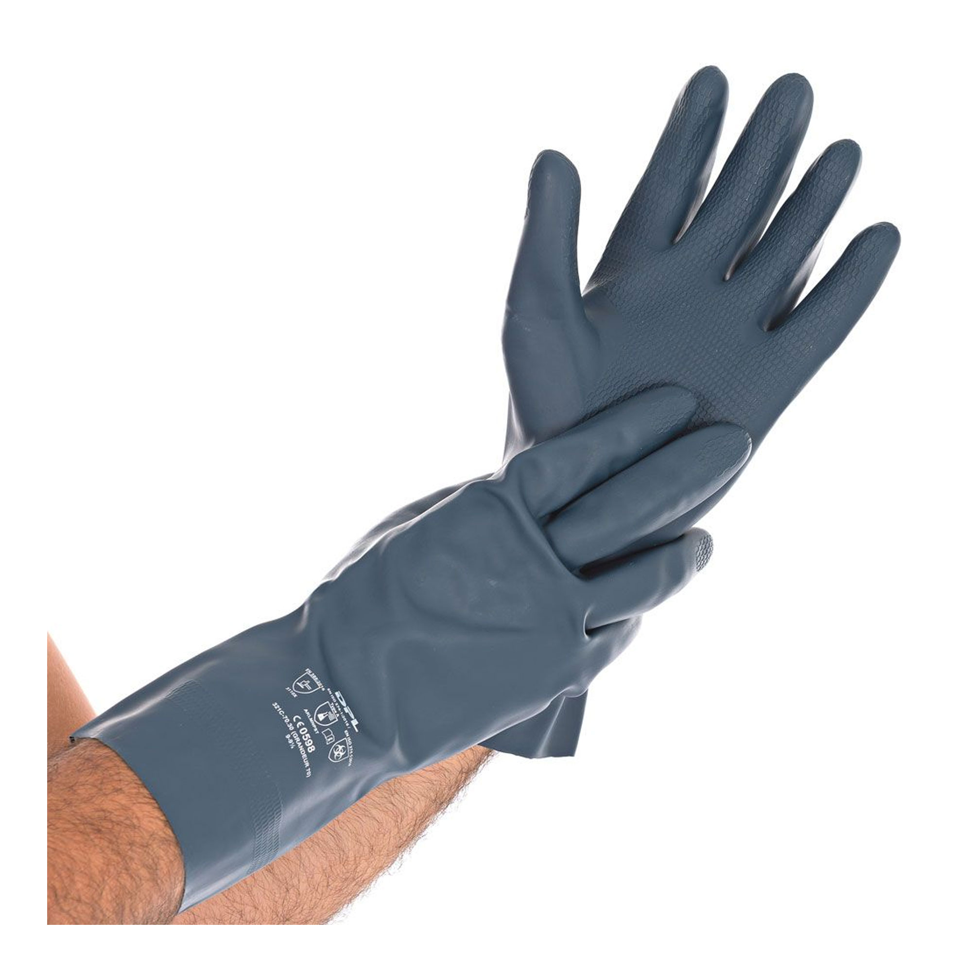 Hygostar Grande Chemikalienschutzhandschuhe mit Latex-Beschichtung petrol, VE 10 Paar
