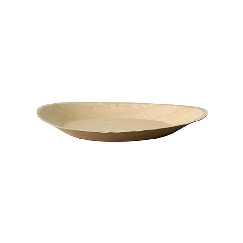 PAPSTAR Teller Palmblatt "pure" oval 26 x 17 x 2,5 cm, stabiles wasserdichtes und hitzebeständiges Einweggeschirr, industriell kompostierbar, 20 x 6 Stück