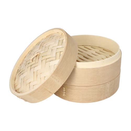 PAPSTAR Dampfgarer Bambus "ASIA" Ø 21 cm, 13,5 cm 3-teilig, 8 x 1 Stück
