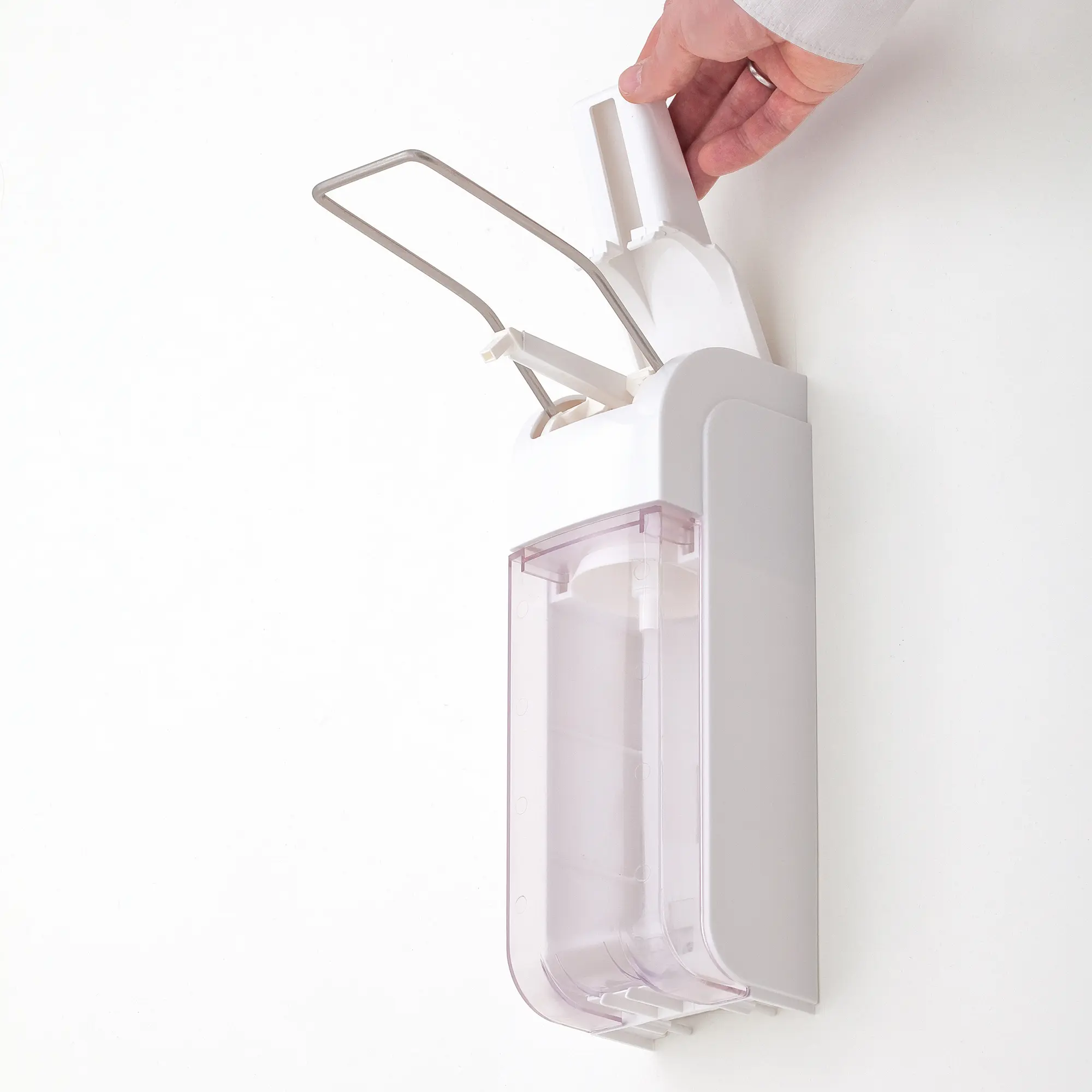 Armhebelspender Universal 500 ml/1000 ml Kunststoff von JM Metzger, wandmontierbarer Dosierspender mit Edelstahlarmhebel für Euro-Flaschen