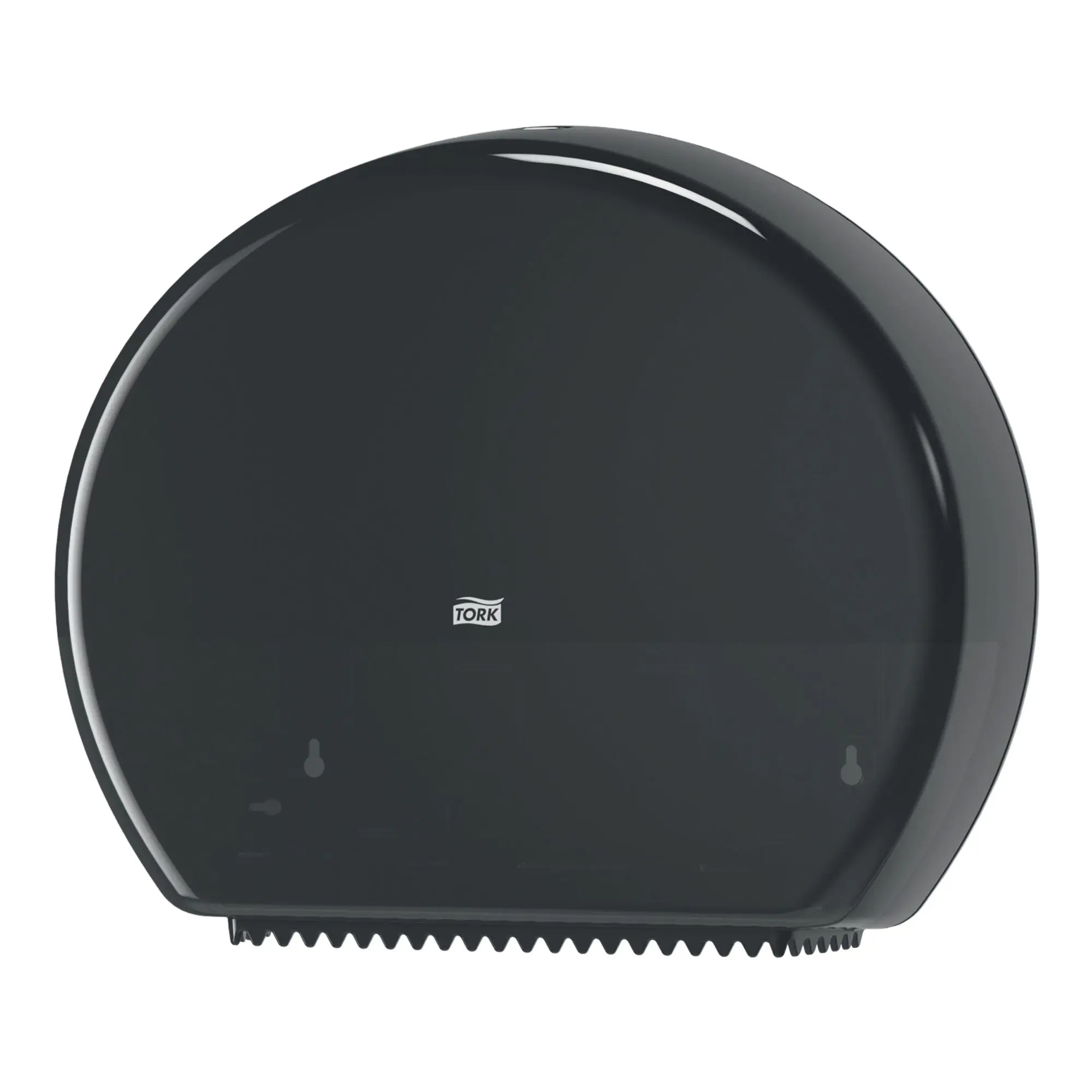 Tork Elevation Toilettenpapierspender Midi Jumbo T1 in schwarz, robuster abschließbarer Kunststoff-Großrollenspender mit Sichtfenster und Rollenbremse, Art.-Nr. 554008