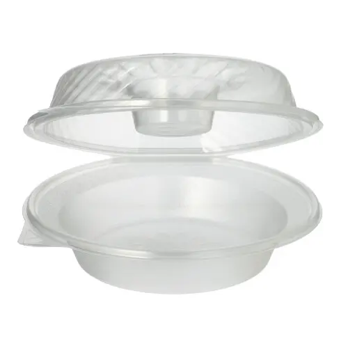 PAPSTAR Pro Pac Feinkost-, Salatschalen, Klappdeckel PP rund 950 ml, 9,2 x 22 x 21,5 cm, Dipfach