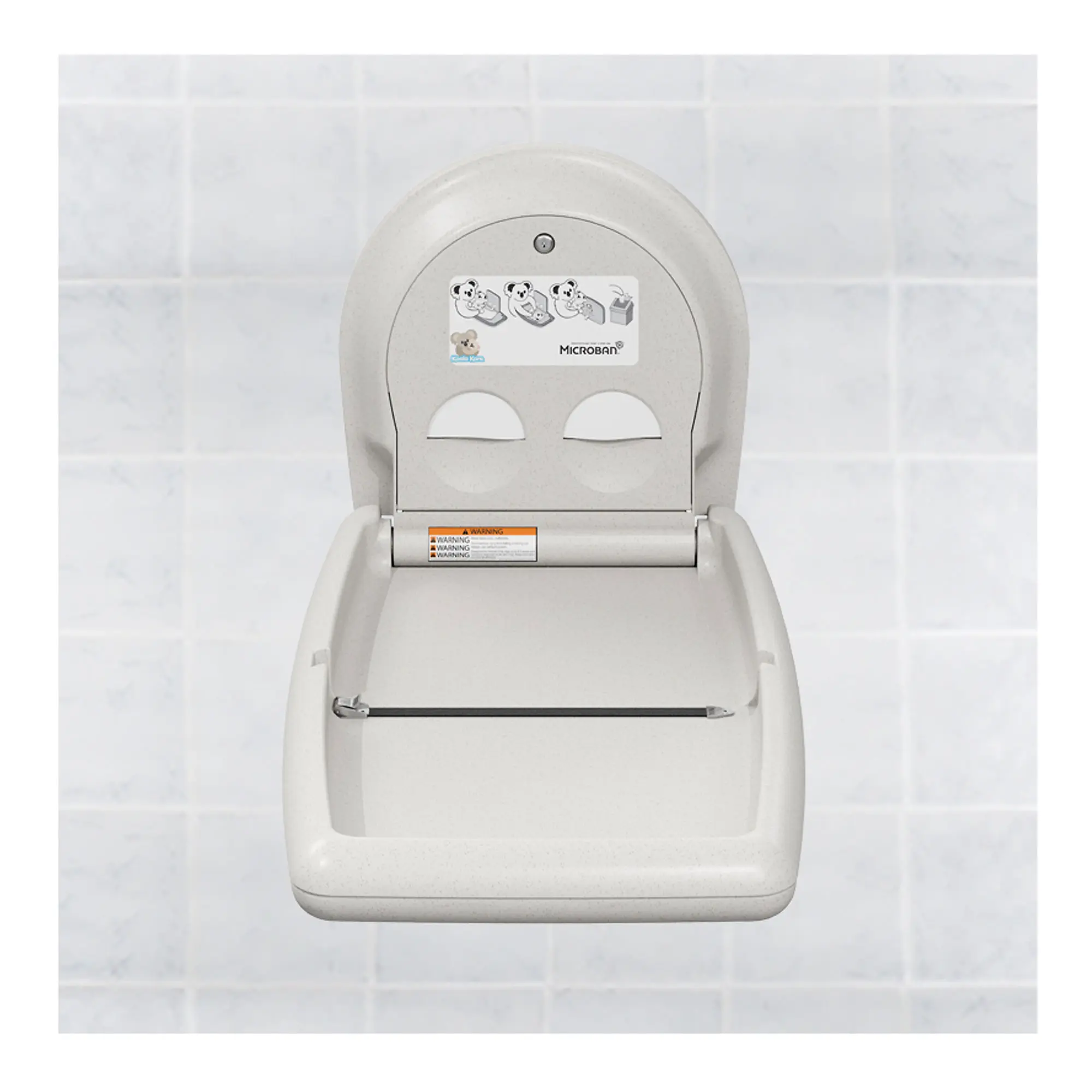 Koala Kare KB301-SS vertikaler Babywickeltisch mit Edelstahlfront, klappbare Wandwickelstation aus Polypropylen mit Microban-Schutz für öffentliche Sanitärräume, Artikelnummer KB301-SS