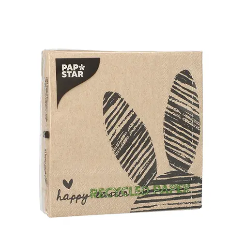 PAPSTAR Servietten, 3-lagig 1/4-Falz 25 cm x 25 cm natur "Bunny" aus recyceltem Papier