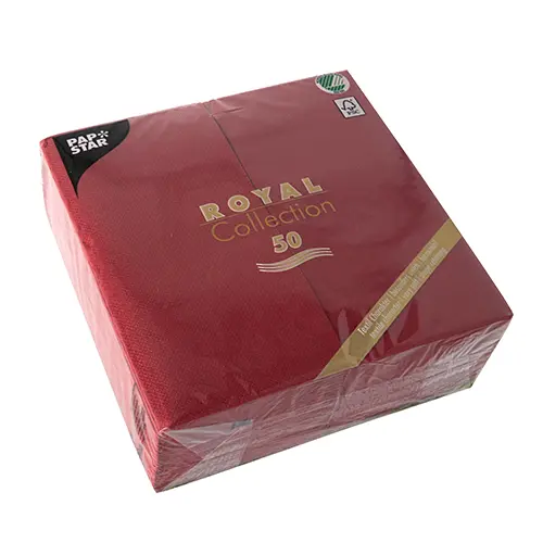 PAPSTAR Servietten "ROYAL Collection" 1/8-Falz 40 x 40 cm bordeaux, hochwertige Premium-Servietten in Stoffoptik, weich, formstabil und umweltfreundlich, Artikel 87587