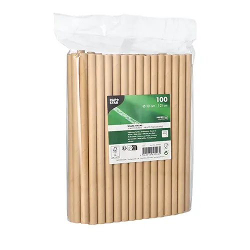 PAPSTAR Shake-Halme Papier Ø 10 mm, 21 cm braun, FSC-zertifizierte Papier-Trinkhalme für Milchshakes, Limonaden und Erfrischungsgetränke, umweltfreundlich, Art.-Nr. 89158