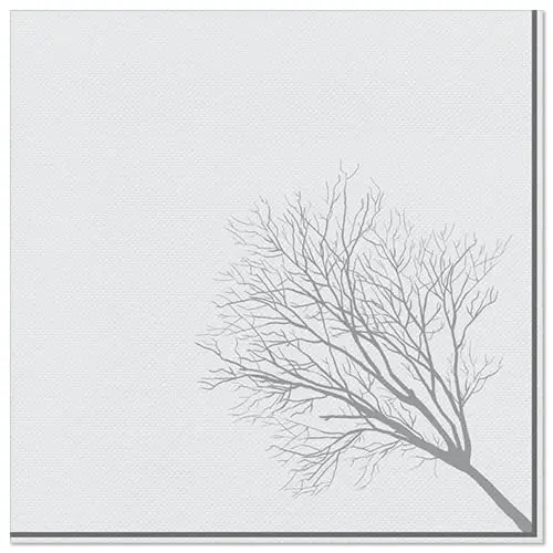 PAPSTAR Servietten "ROYAL Collection" 1/4-Falz 40 x 40 cm "Grief" in grauer Stoffoptik mit zartem Baumzweig-Motiv, ideal für Trauerfeiern, Nordic Ecolabel und FSC zertifiziert