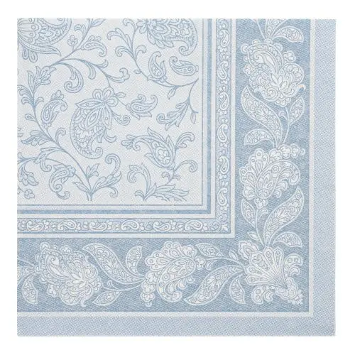 PAPSTAR Servietten "ROYAL Collection" 1/4-Falz 40 x 40 cm arktikblau "Ornaments" aus stoffähnlichem Premium-Tissue mit ornamentalem Pflanzenranken-Motiv, FSC-zertifiziert, 8 x 20 Stück