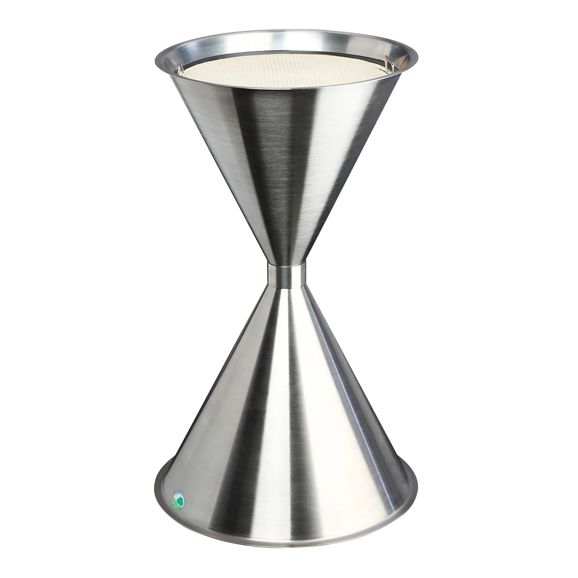 VAR Standascher kegelförmig aus Edelstahl, stabiler Standaschenbecher mit Löschsand-Einsatz und verzinktem Sieb für Innenbereiche