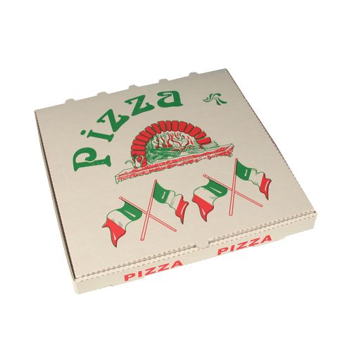 PAPSTAR 50 Pizzakartons, Cellulose eckig 33 cm x 33 cm x 4 cm "Italienische Flagge"