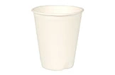 Pappbecher weiß, stabiler Einweg Trinkbecher für Kaffee, Tee oder Kaltgetränke, Becher aus Papier, neutraler Creme-Ton, Artikelnummer 0