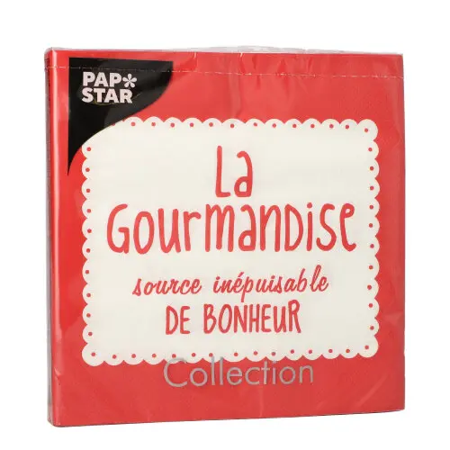 PAPSTAR Servietten, 3-lagig 1/4-Falz 33 cm x 33 cm rot "La Gourmandise"