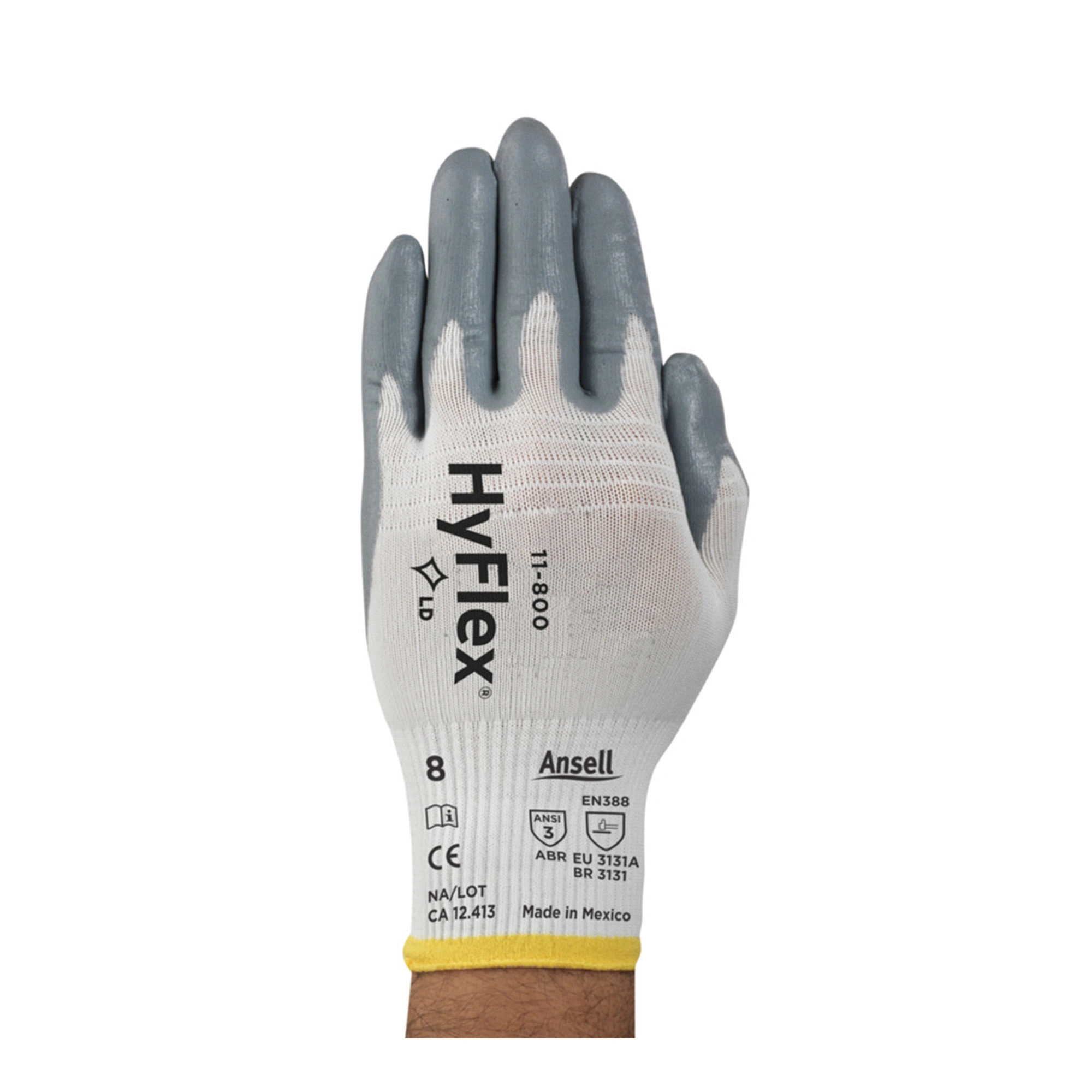 Ansell HyFlex 11-800 Mehrzweckhandschuhe mit Nitril-Beschichtung weiß/grau, VE 12 Paar
