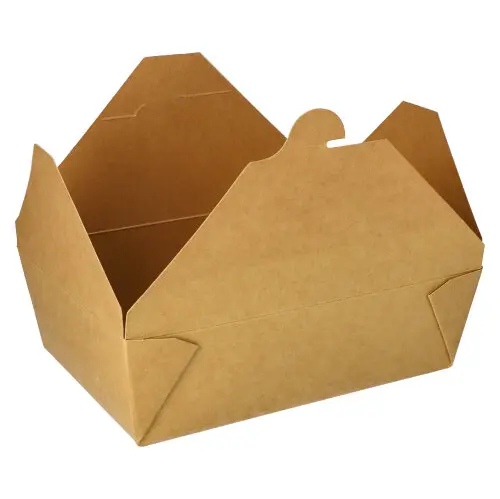PAPSTAR 50 Lunchboxen, Pappe "pure" 2000 ml 6,5 cm x 14 cm x 19,7 cm braun