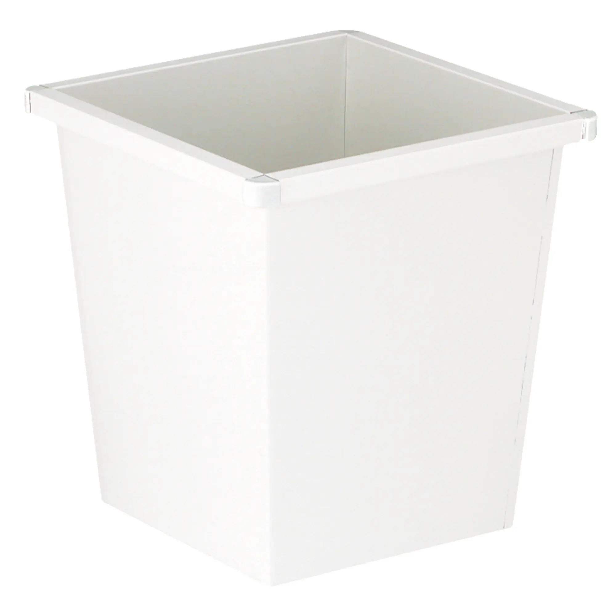 V-Part Viereckiger Papierkorb in Kegelform 27 Liter, weisser offener Metall-Papierkorb für Büro und Recyclingsstation