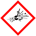 Schild bzw. Piktogramm für Gefahrenklasse Instabile explosive Stoffe