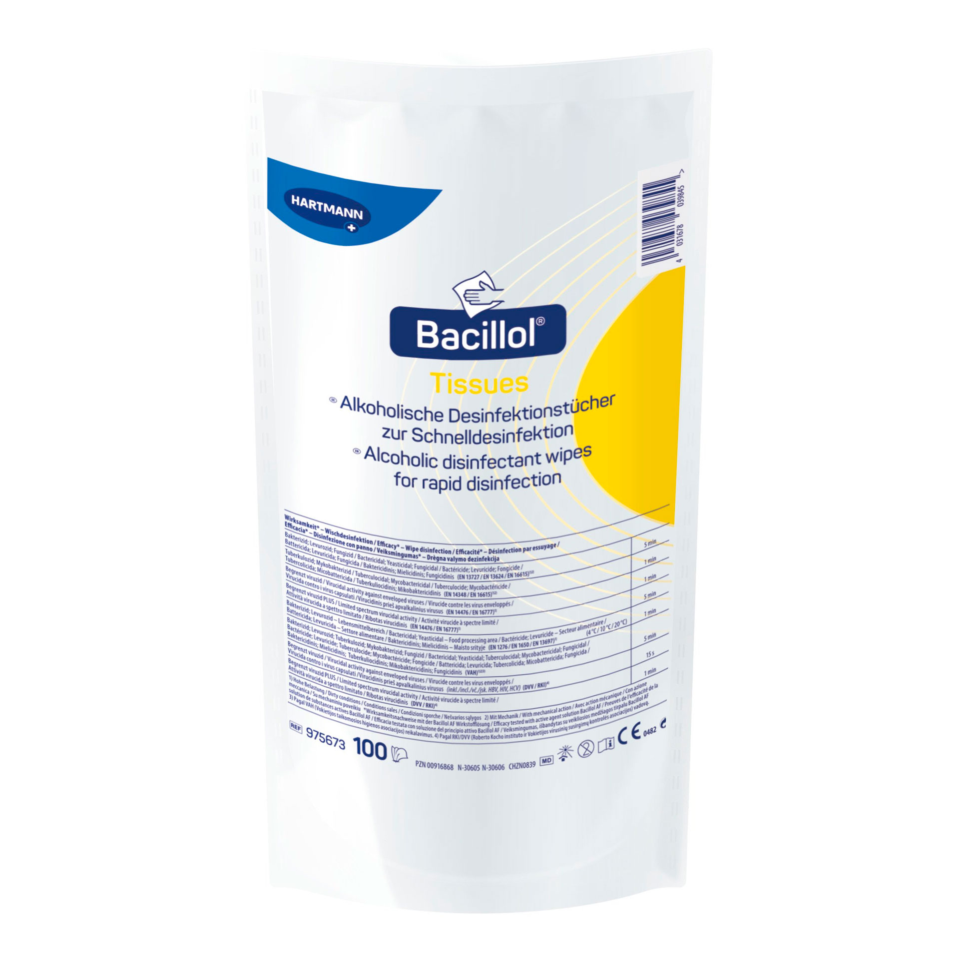 Bode Bacillol Tissues alkoholische Desinfektionstücher 12 Nachfüllpack 100 Tücher 975673_1
