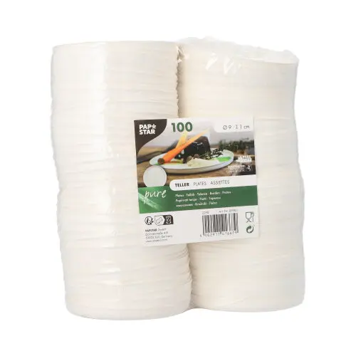PAPSTAR Teller Zuckerrohr "pure" rund Ø 9 cm, 1 cm weiß "Cella"